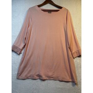 Chicos Top Blouse Women's XL‎ 3/4 Sleeve Blush Pink Long Sleeve